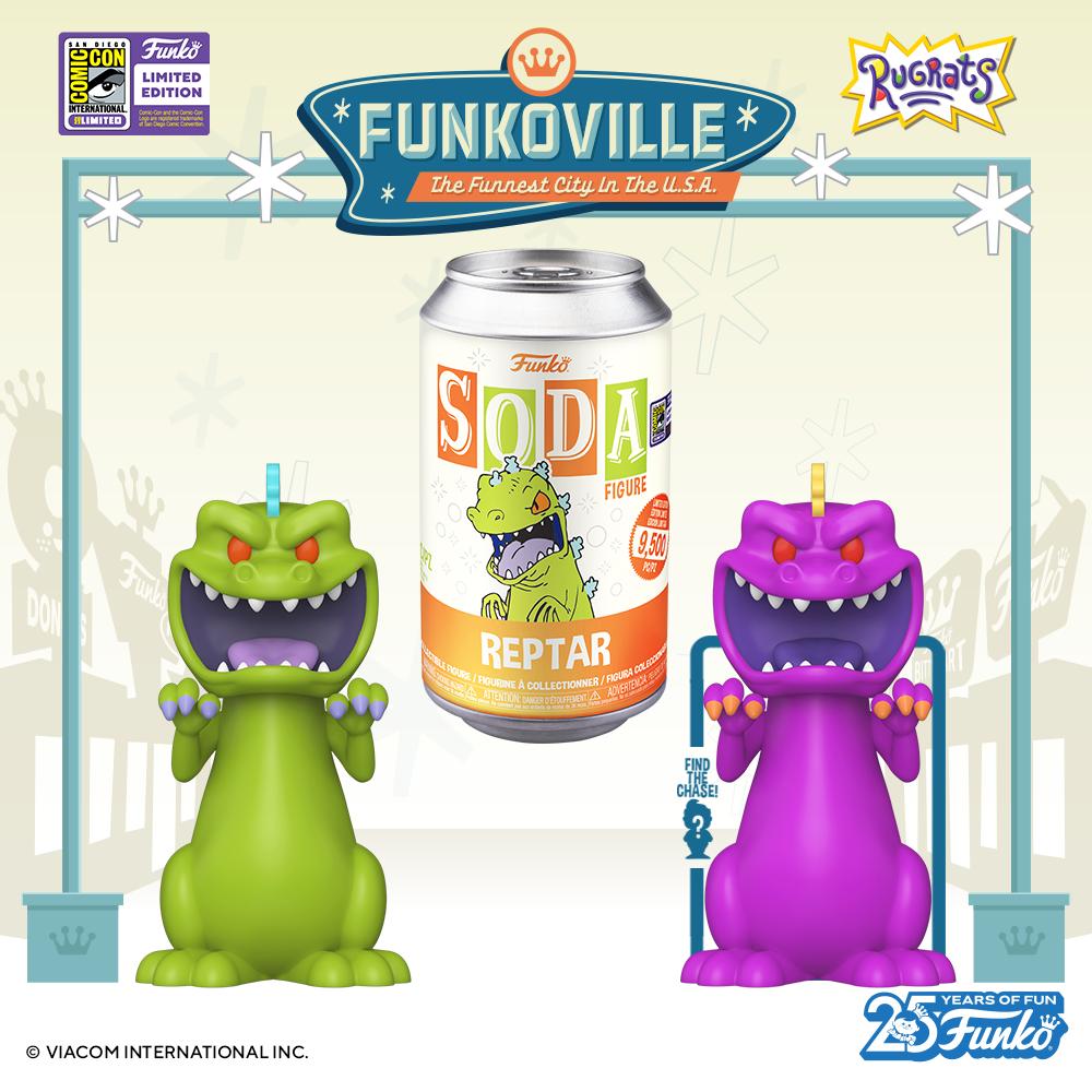 Get ready to crack into the Funko SODA Reptar collectible, exclusive to SDCC 2023. There's a 1 in 6 chance you could find the chase of Purple Reptar.